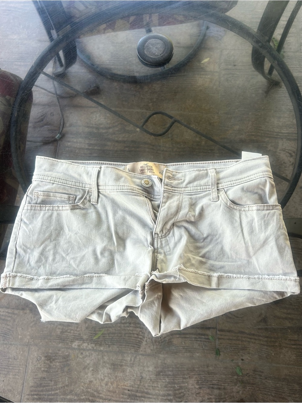 Hollister Women's Vintage y2k Light Tan Denim Cutoff Shorts